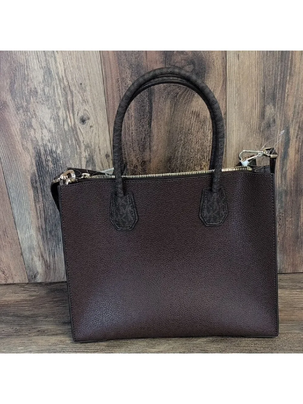 Michael Kors Mercer Large Mocha Leather PVC Bag Tote Satchel Crossbody NWT